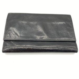 Paola Del Lungo black leather tri fold wallet